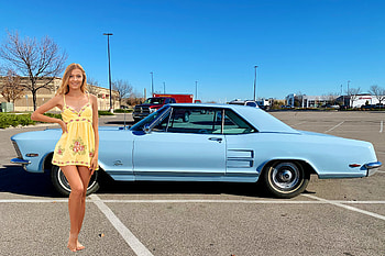 1965 Buick Rivera (Baby Blue), model, rivera, dress, blonde, 1965, buick HD wallpaper