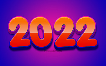 2022 orange cartoon digits, Happy New Year 2022, violet abstract background, 2022 concepts, 2022 orange 3D digits, 2022 new year, 2022 year numbers, 2022 on violet background, 2022 year digits HD wallpaper