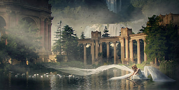 Angel On The River, angel, fantasy-girls, artist, artwork, digital-art, deviantart HD wallpaper