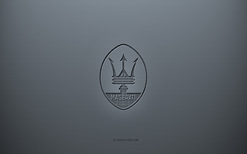 Maserati logo, gray creative background, Maserati emblem, gray paper texture, Maserati, gray background, Maserati 3d logo HD wallpaper