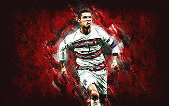 Cristiano Ronaldo, CR7, Portugal national football team, grunge art, red stone background, football, Cristiano Ronaldo art HD wallpaper