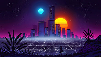 Synth Sun Twins , synthwave, outrun, retrowave, artist, artwork, digital-art, artstation HD wallpaper