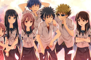 Anime, clouds, short hair, school uniform HD wallpaper