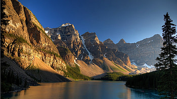 Lake, sky, canyon, rock HD wallpaper