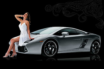 Hood Ornament, dress, babe, lady, brown, heels, lips, sexy, gallardo, brunette, eyes, hot, girl, beautiful, woman, face, lamborghini, hair, legs HD wallpaper