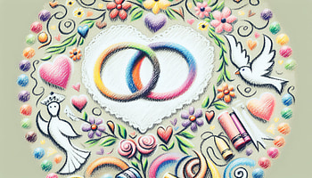 Colorful Love and Marriage Symbols, wedding, love, ring, celebration, flower HD wallpaper