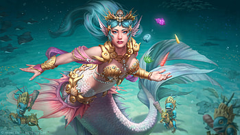 NuWa, blue, mermaid, ilse gort, girl, summer, pink, fantasy, luminos, water, vara, siren HD wallpaper