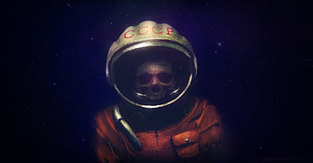 Skull, astronaut suit, art HD wallpaper