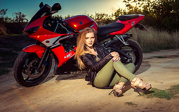 Yamaha R6, Girls and Motorcycles HD wallpaper