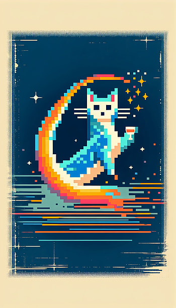 Nyan Cat Retro Pixel Art, cat, pixel art, rainbow, starry sky HD phone wallpaper