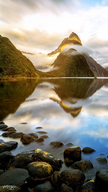 Sunrise at Mitre Peak, Fiordland National Park, Windows 10 Spotlight HD phone wallpaper