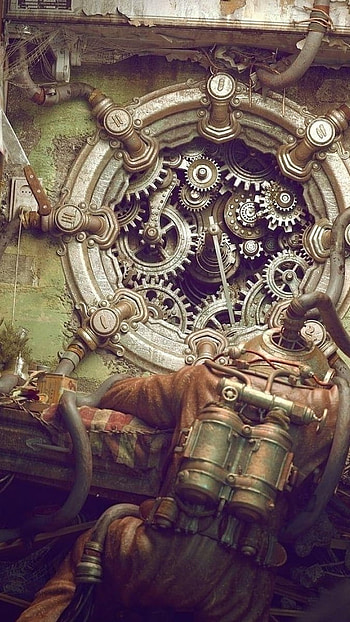 Assemblage, Dark, Steampunk, Background HD phone wallpaper