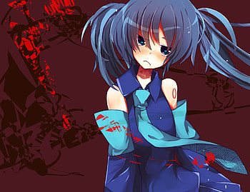 Hatsune Miku, blue, awesome, cute, vocaloid, beauty, nice, miku, vocaloids, hatsune, blood, blue eyes, twintail, blue hair, girl, aqua, beautiful, diva, tie, anime, pretty, red, cool, idol, virtual HD wallpaper