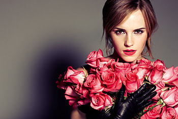 Emma Watson, rose, pink, flower, girl, actress, alexi lubomirski HD wallpaper