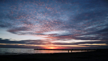 big sky, sky, nature, water, beach HD wallpaper