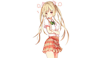 Red eyes, cute, anime girl, red skirt HD wallpaper