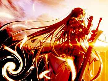 god of worriors, worrior, anime, sword, sunset HD wallpaper