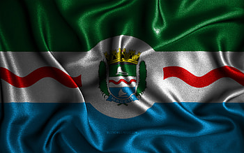 Maceio flag, , silk wavy flags, brazilian cities, Day of Maceio, Flag of Maceio, fabric flags, 3D art, Maceio, cities of Brazil, Maceio 3D flag HD wallpaper