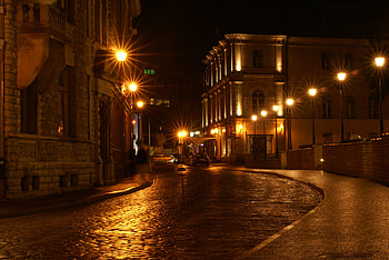 Baltics Roads Street lights R Rays of light Night Cities and HD wallpaper
