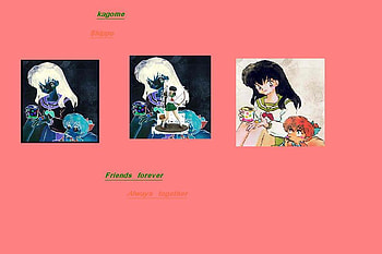 Shippo and Kagome, inuyasha, drops, shippo, invert color, orange, candy, anime, kagome, green, peach pink, arrow HD wallpaper