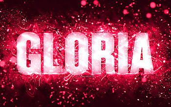 Happy Birtay Gloria, , pink neon lights, Gloria name, creative, Gloria Happy Birtay, Gloria Birtay, popular american female names, with Gloria name, Gloria HD wallpaper