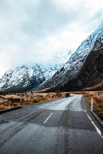 Nature, Mountains, Road, Markup, Snow Covered, Snowbound, Winding, Sinuous HD phone wallpaper
