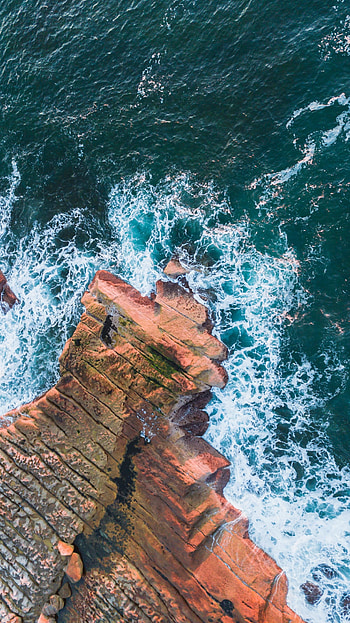 Nature, Sea, Rocks, View From Above, Surf HD phone wallpaper