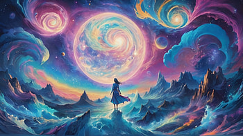 Psychedelic Landscape, psychedelic, colorful, planet, landscape, night HD wallpaper