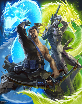 Genji vs Hanzo, Epic , Popular backgrounds, Overwatch rivalry HD phone wallpaper