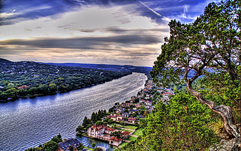 Nature, Rivers, City, Shore, Wood, Tree, Height, Shores, Villas HD wallpaper