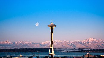 Seattle Skyline, wonder, Sunrise beauty, Architecture and nature HD wallpaper