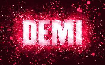 Happy Birtay Demi, , pink neon lights, Demi name, creative, Demi Happy Birtay, Demi Birtay, popular american female names, with Demi name, Demi HD wallpaper