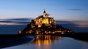 Mont Saint Michel, Religious site, Majestic architecture, Serene surroundings HD wallpaper