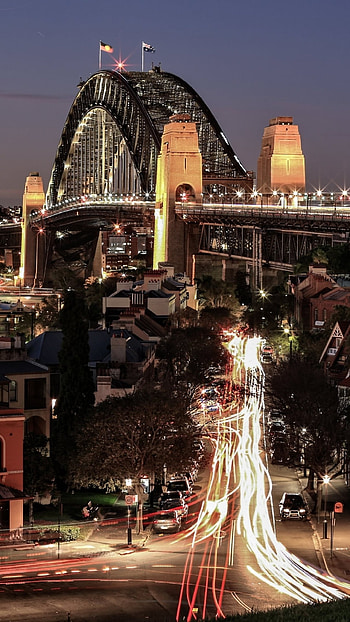 Sydney Harbor Bridge, Man-made marvel, Night bridge HD phone wallpaper
