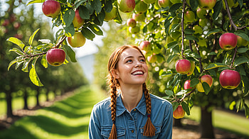 Sunlit Apple Orchard —, Woman HD wallpaper