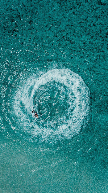 Nature, Waves, View From Above, Ocean, Funnel, Ship HD phone wallpaper