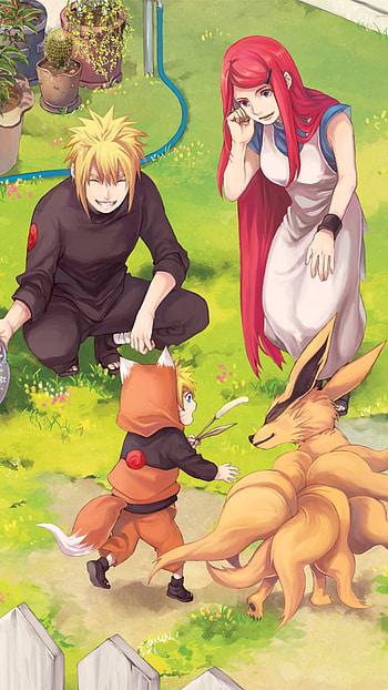Naruto Family Moments: Kyūbi, Uzumakis & Namikazes , Naruto Uzumaki, Minato Namikaze, Anime, Naruto HD phone wallpaper