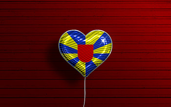 I Love West Flanders, , realistic balloons, red wooden background, Day of West Flanders, belgian provinces, flag of West Flanders, Belgium, balloon with flag, Provinces of Belgium, West Flanders flag, West Flanders HD wallpaper