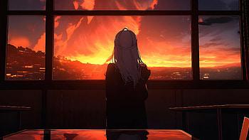 Worlds Beyond Glass Anime Girl Window View, anime-girl, anime, artist, artwork, digital-art HD wallpaper