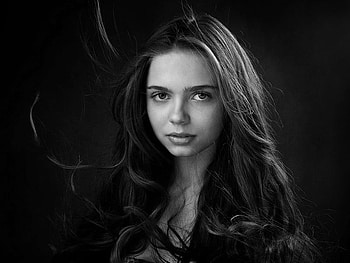 FLYING HAIR, graphy, portrait, face, bw, hair, woman, beauty HD wallpaper