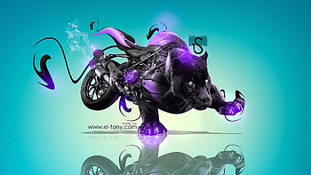 Moto Ducati Streetfighter panther, art, fantasy, panther, motorcycle, ducati, moto, blue, black, streetfighter, purple, tony kokhan HD wallpaper