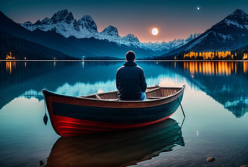 Man on Boat, AI Art, boat, artistic, men HD wallpaper