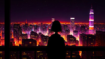 The Living Glow At Night, buildings, night, ai-girls, ai, artist, artwork, digital-art, pixiv HD wallpaper