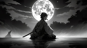 Tanjiro Kamado Moon Background Manga, Tanjiro Kamado, manga, Anime, Demon Slayer: Kimetsu no Yaiba, dark anime HD wallpaper