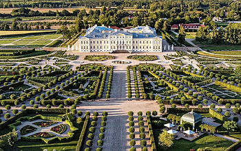 Rundale Palace in Latvia, aerial, Rundale, palace, Latvia, garden HD wallpaper