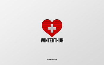 I Love Winterthur, Swiss cities, Day of Winterthur, gray background, Winterthur, Switzerland, Swiss flag heart, favorite cities, Love Winterthur HD wallpaper
