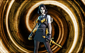 Marigold, yellow grunge background, Fortnite, vortex, Fortnite characters, Marigold Skin, Fortnite Battle Royale, Marigold Fortnite HD wallpaper