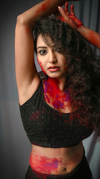Sayani Pradhan, model, navel, happy holi HD phone wallpaper