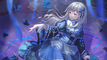Blue Eyes Anime Girl With Blue Dress Butterflies Anime Girl HD wallpaper