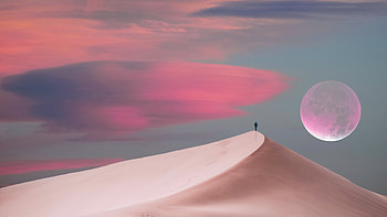 Mellow Moon, outrun, alone, artist, artwork, digital-art HD wallpaper